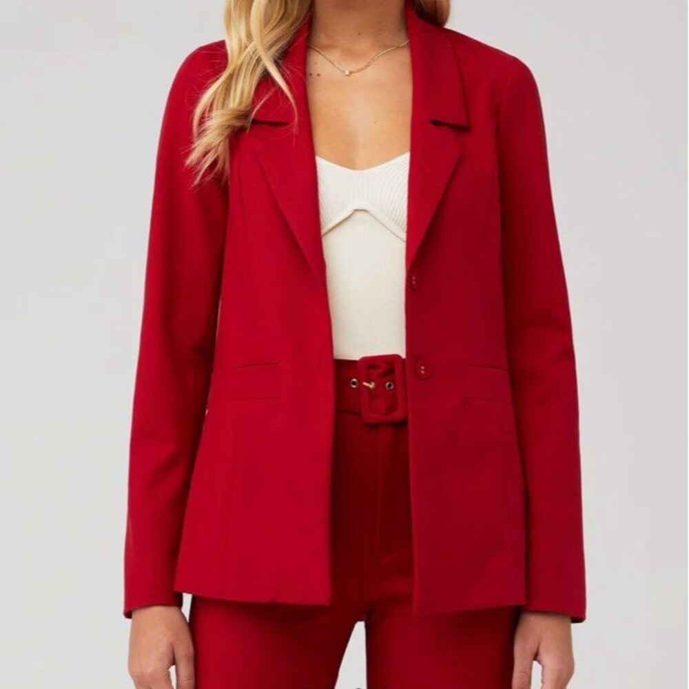 Show Me Your Mumu NEW Womens Medium Red Major Blazer Jacket Red Suiting Lined